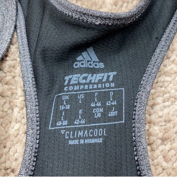 Adidas Women's Charcoal and Black Techfit compression climacool Sports Bra - Picture 3 of 5